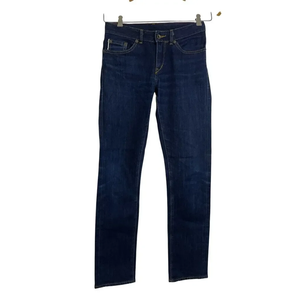 Raleigh Selvedge Straight Leg Jeans 25 Blue White Oak Cotton Stretch USA 27x28